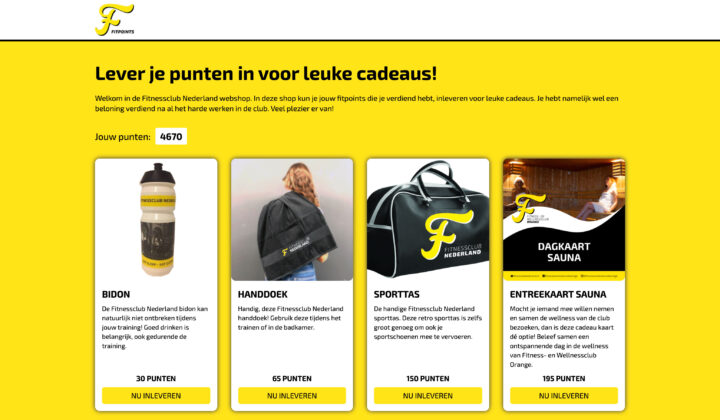 Fitnessclub Nederland webshop
